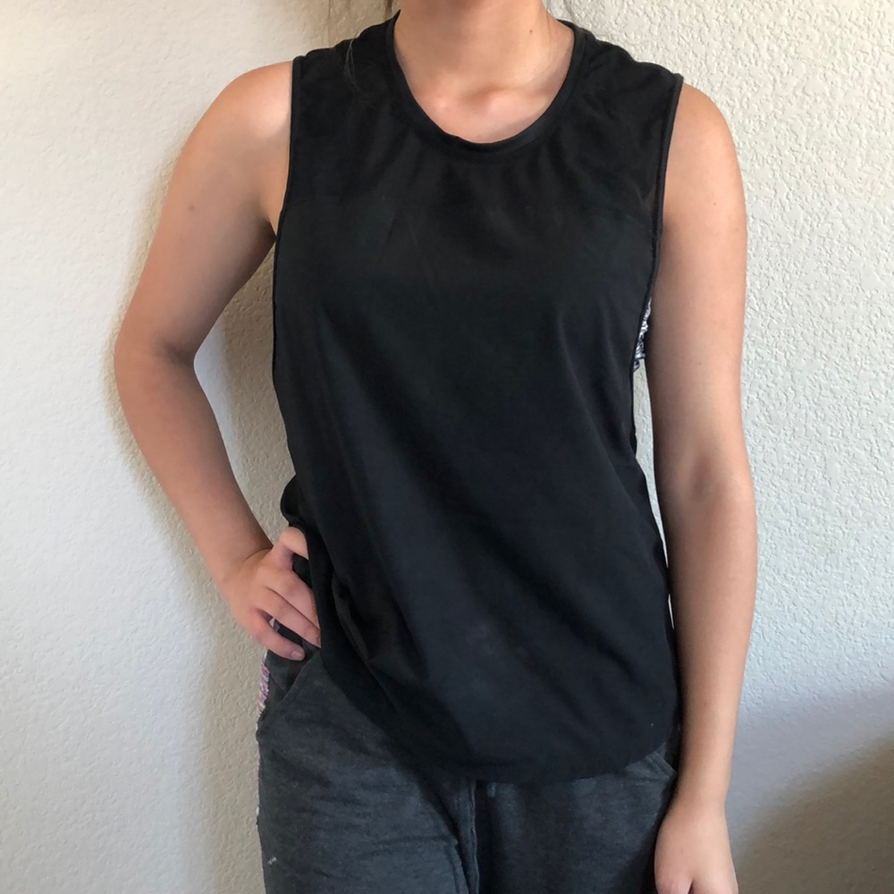 Black Athletic Muscle Cut Tank Top